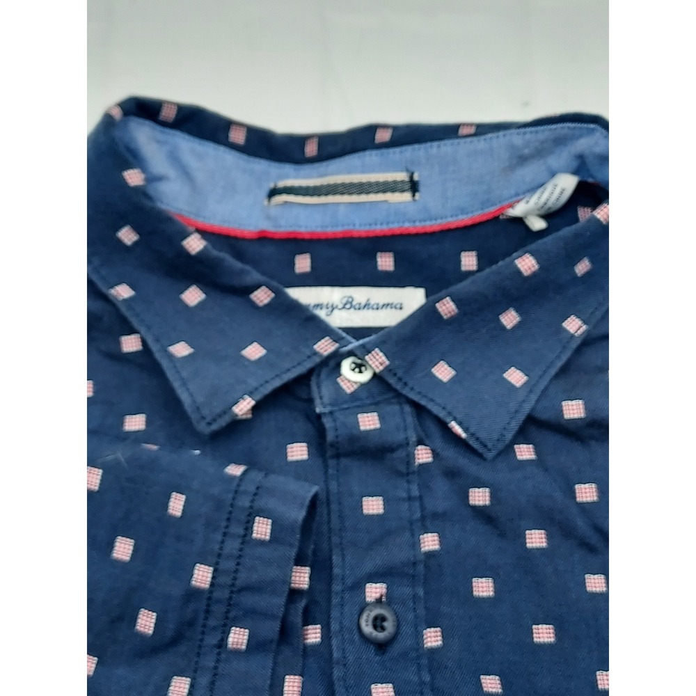 Tommy Bahama XXL Mens Button Down Shirt Short Sleeve‎ Blue Pattern